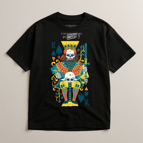 King of Spades Skull and Cards Graphic Tee