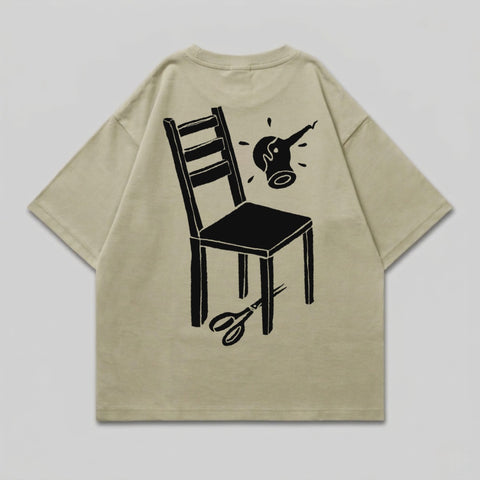 Chair Scissors Watering Can Artistic Design product type

T-shirt GraphicTee ChairPrint ScissorsGraphic WateringCanArt BeigeTshirt NeutralColor Streetwear UniqueDesign ArtisticShirt CasualWear BackGraphic LooseFit UnisexStyle ModernFashion AbstractDesign EverydayTee ShortSleeve SummerApparel ContemporaryArt ApparelItem