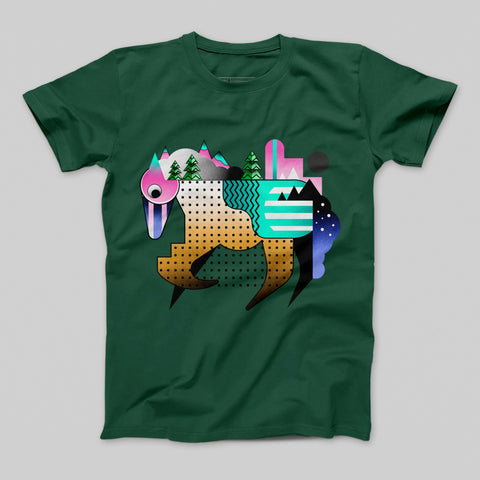 Abstract Geometric Colorful Design Green T-Shirt