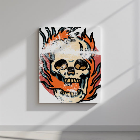 Quadro canvas burning-skull