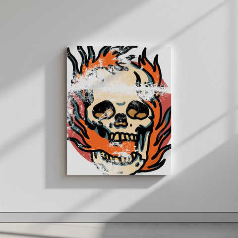 Quadro canvas burning-skull