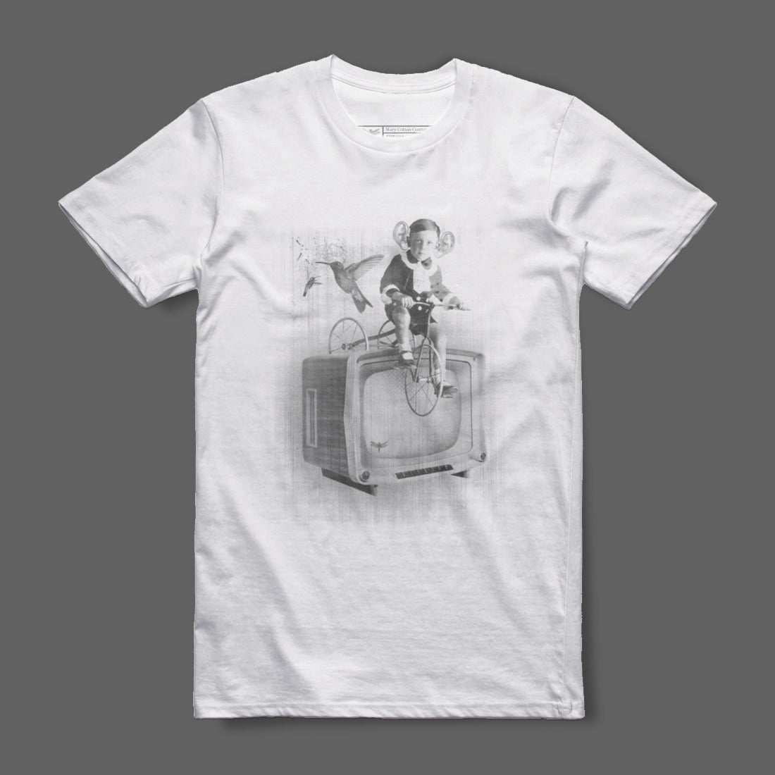 Retro Style Child Riding Bike on TV T-Shirt