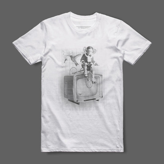 Retro Style Child Riding Bike on TV T-Shirt