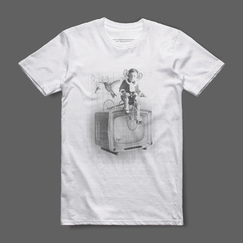 Retro Style Child Riding Bike on TV T-Shirt
