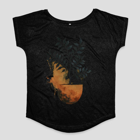 Artistic Plant and Orange Pot Design Women's T-Shirt