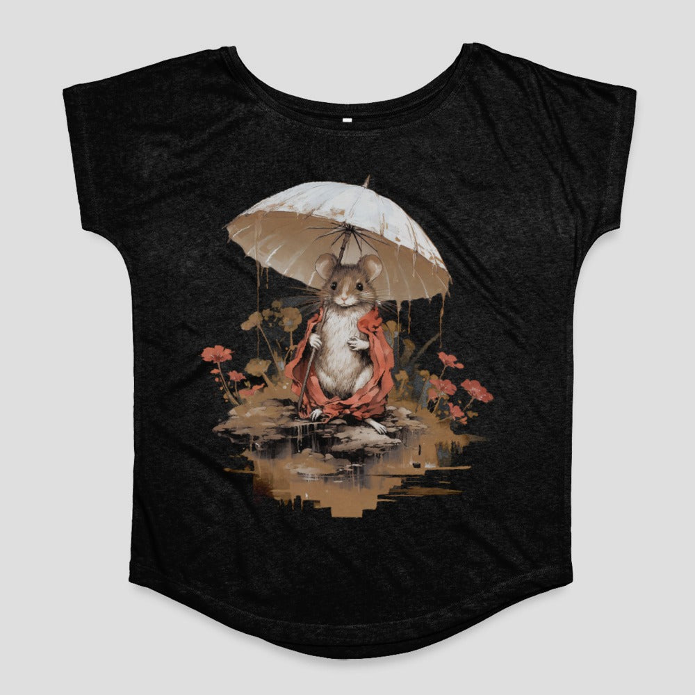 Charming Mouse with Umbrella Graphic Tee