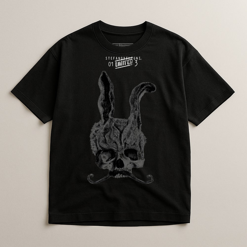 Unique Graphic Bunny Skull Design Tee