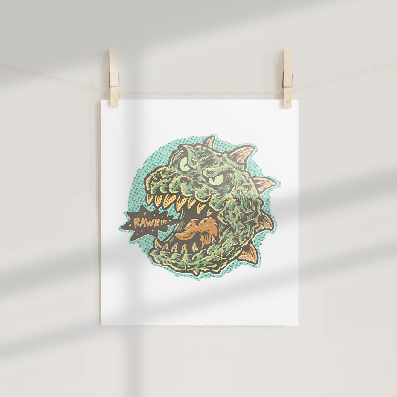 Retro Monster Design with Rawr Speech Bubble Poster