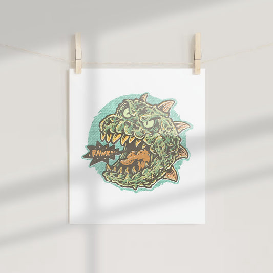 Retro Monster Design with Rawr Speech Bubble Poster