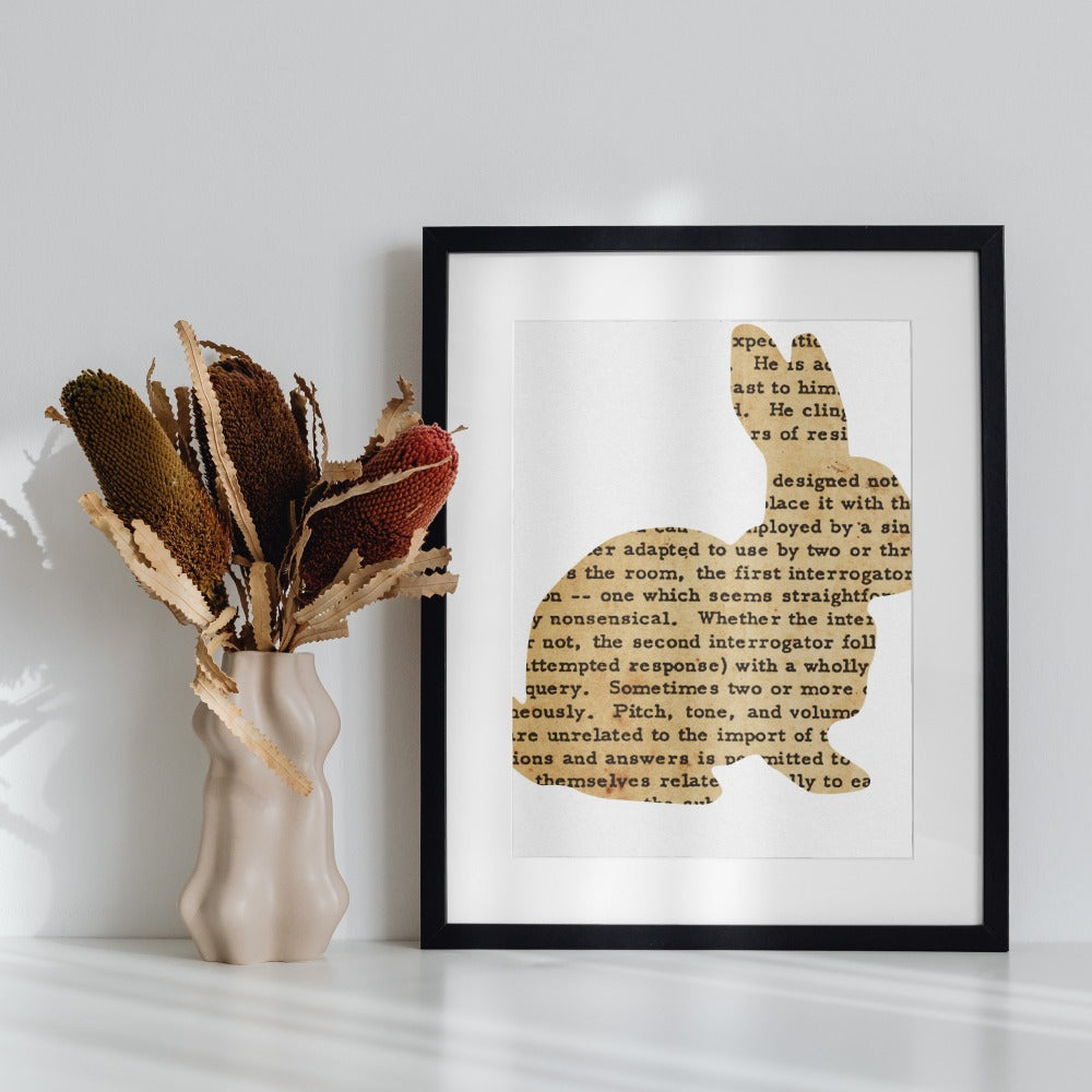 Modern Minimalist Rabbit Silhouette Framed Art Print