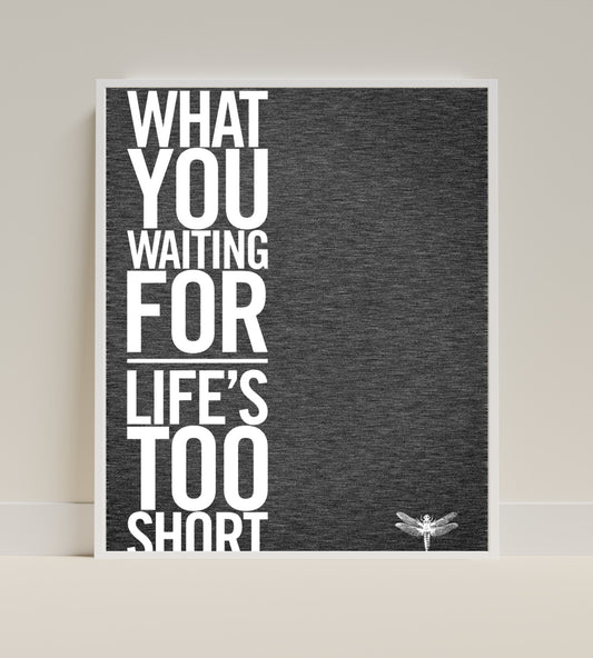 Inspirational Wall Art What You Waiting For Life's Too Short