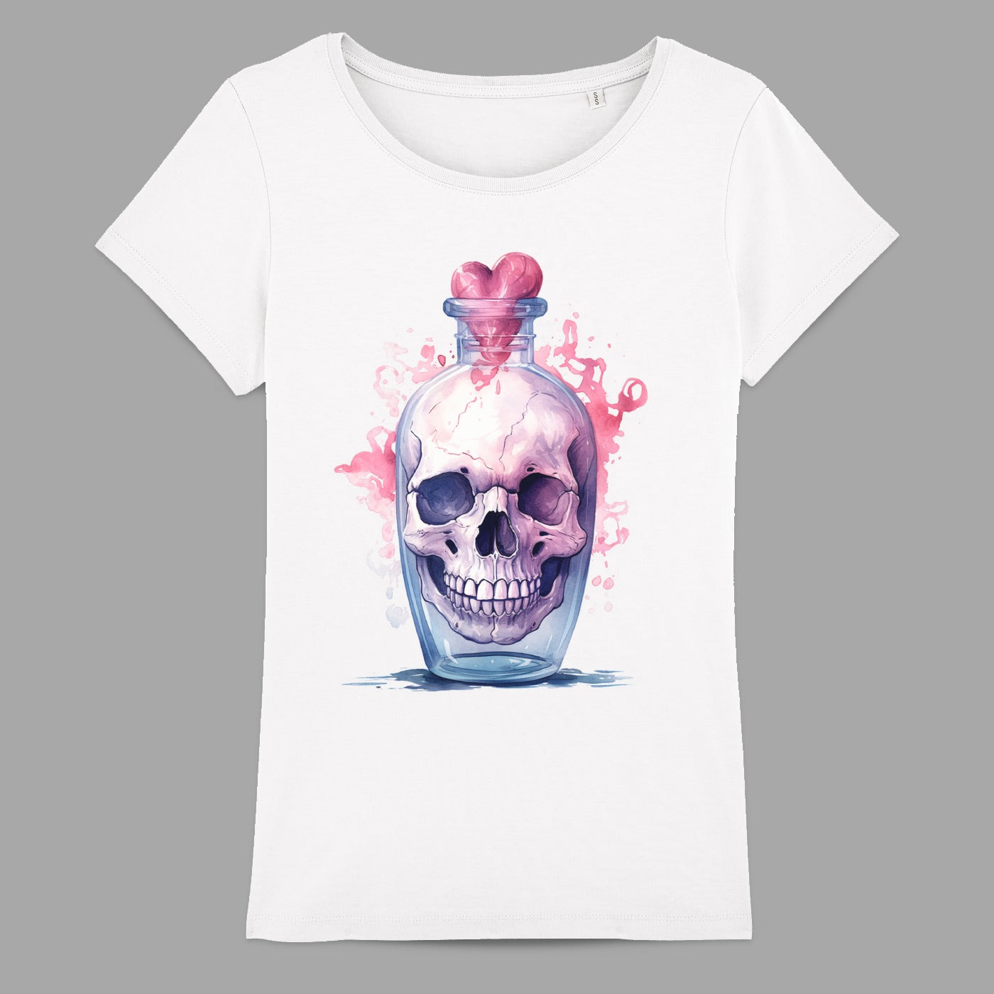 Skull in a Bottle with Heart Art Graphic T-shirt