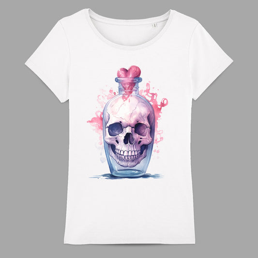 Skull in a Bottle with Heart Art Graphic T-shirt