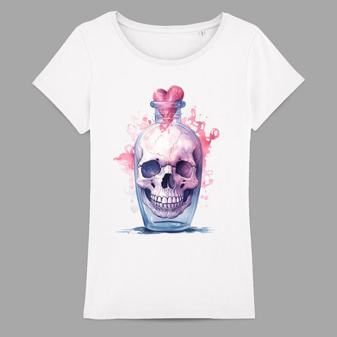 Skull in a Bottle with Heart Art Graphic T-shirt