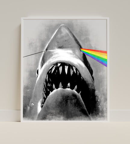 Rainbow Laser-Eyed Shark Poster Artwork Print