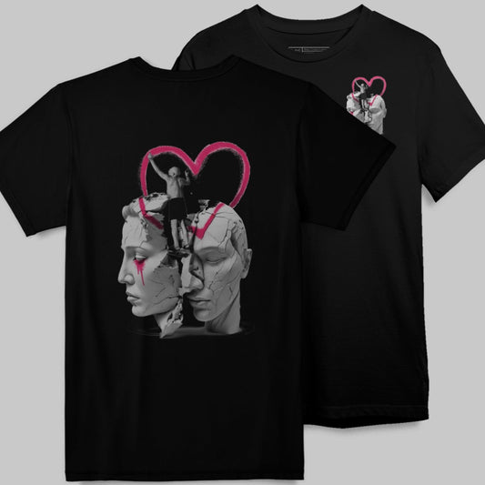 Emotive Broken Sculpture Design Black T-shirt