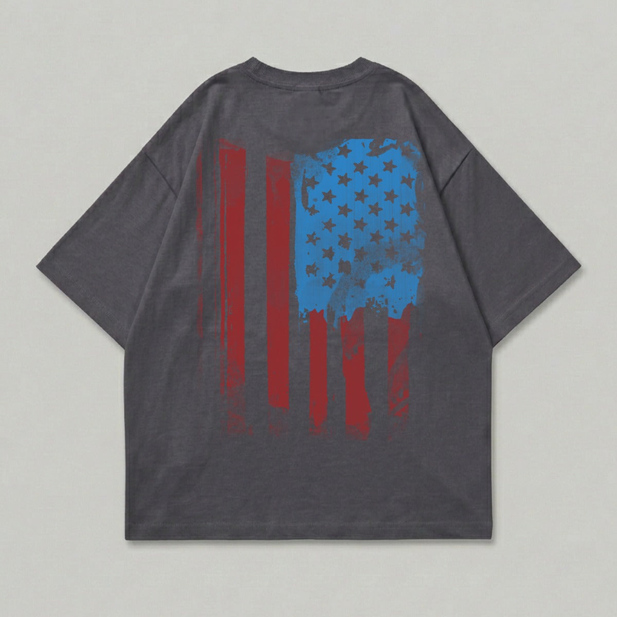 Distressed American Flag Back Graphic Grey T-shirt product type