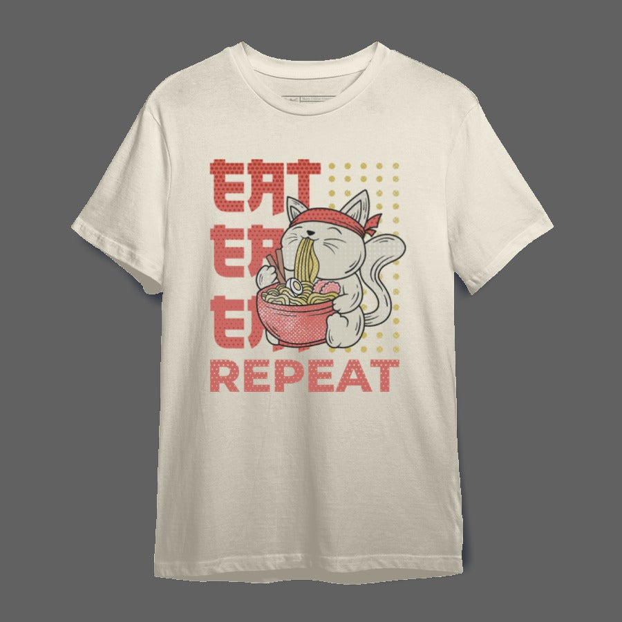 Eat Eat Eat Repeat Cute Cat Eating Noodles Shirt