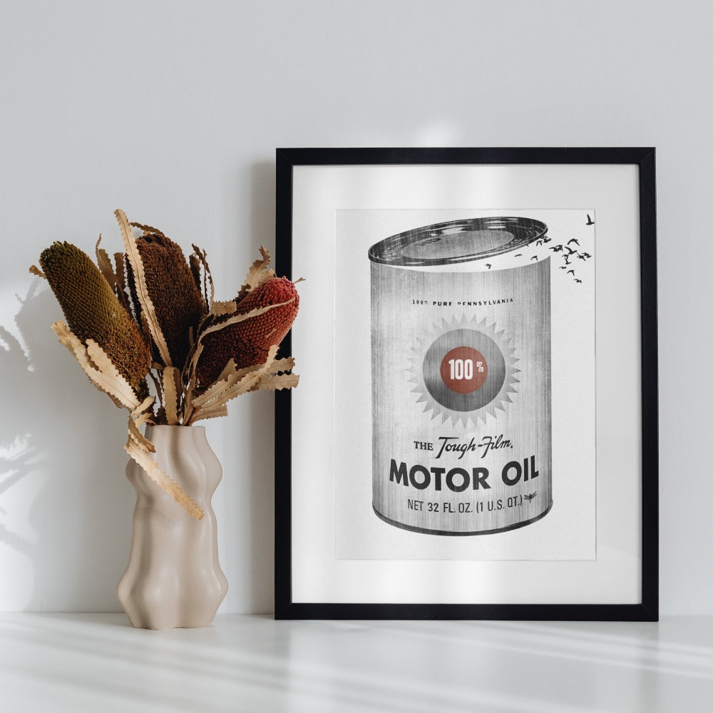Vintage Style Motor Oil Print in Black Frame product