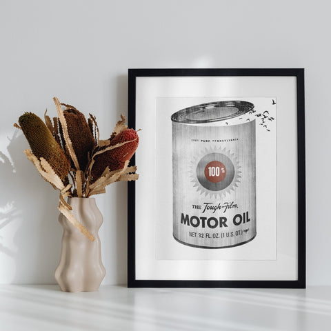 Vintage Style Motor Oil Print in Black Frame product