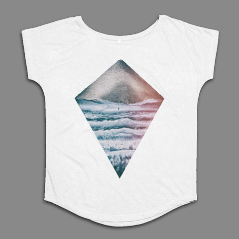 Abstract Mountain and Waves Graphic T-shirt