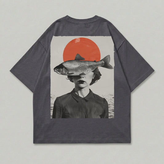 Surreal Fish Eye Woman Red Sun Graphic product type