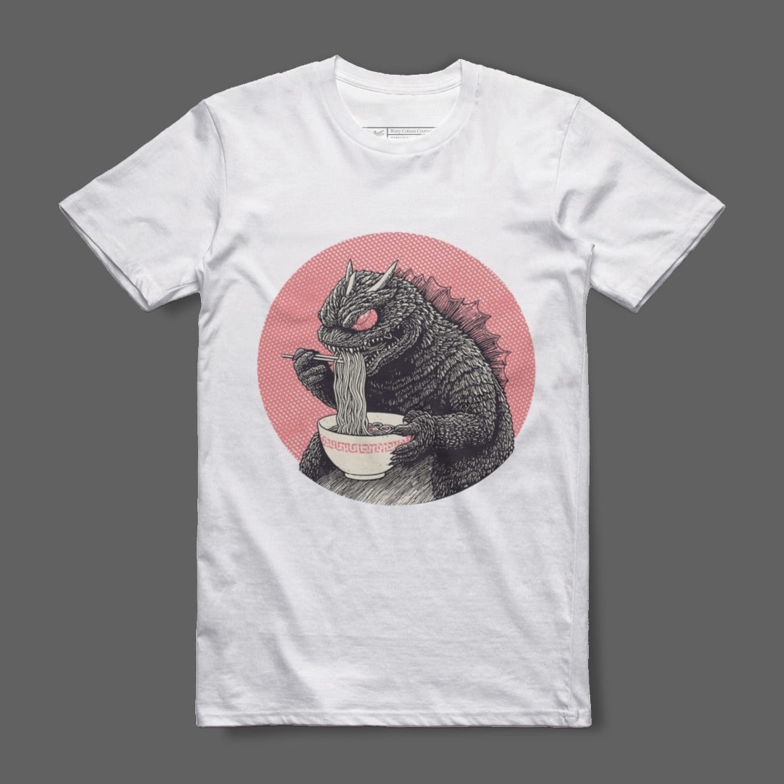 Graphic Monster Eating Noodles Unique T-shirt
