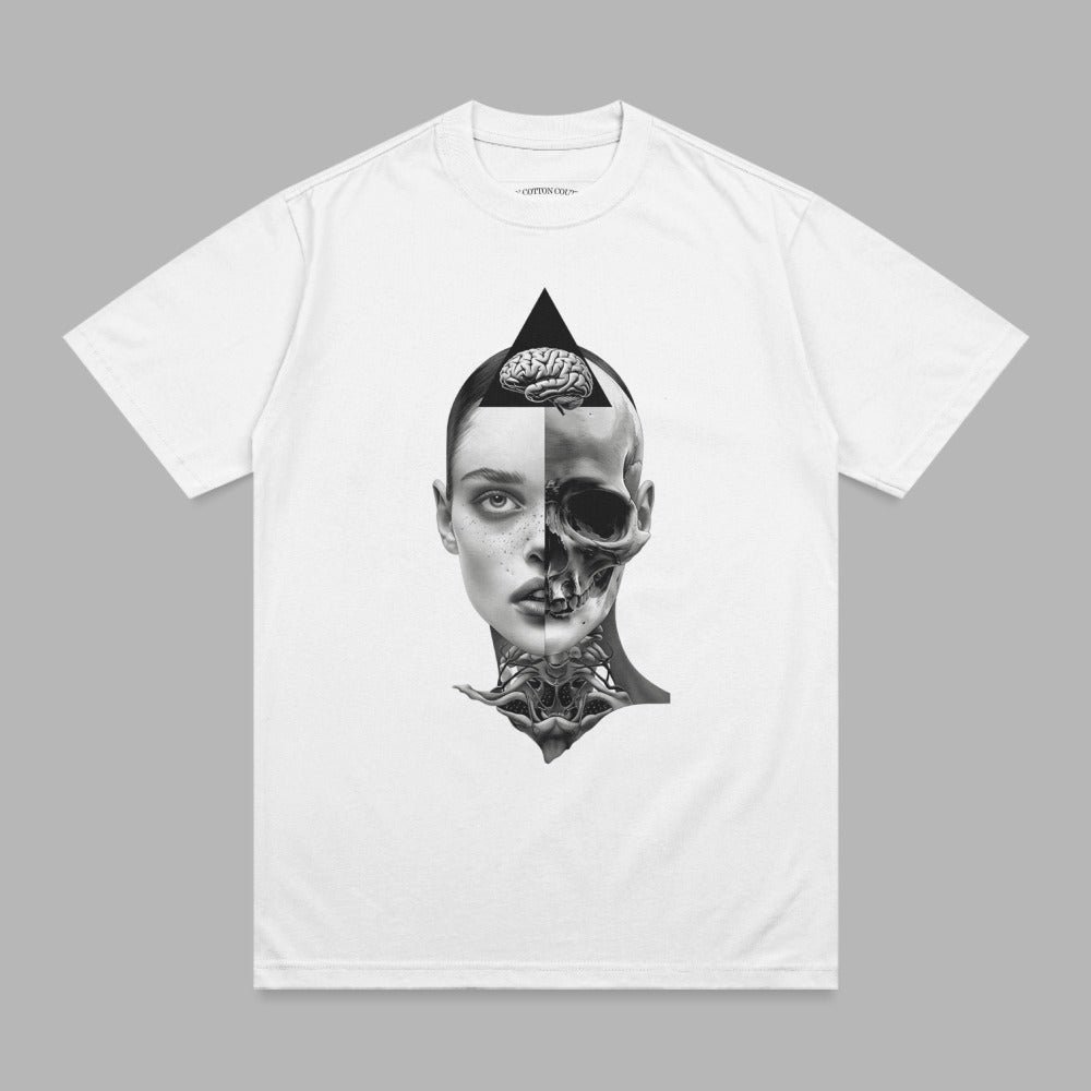 Cybernetic Human Skull Brain Triangle Art product type