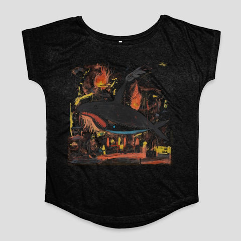 Vibrant Abstract Whale Art Printed Black Shirt