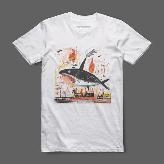 Artistic Whale Print Graphic Casual T-Shirt