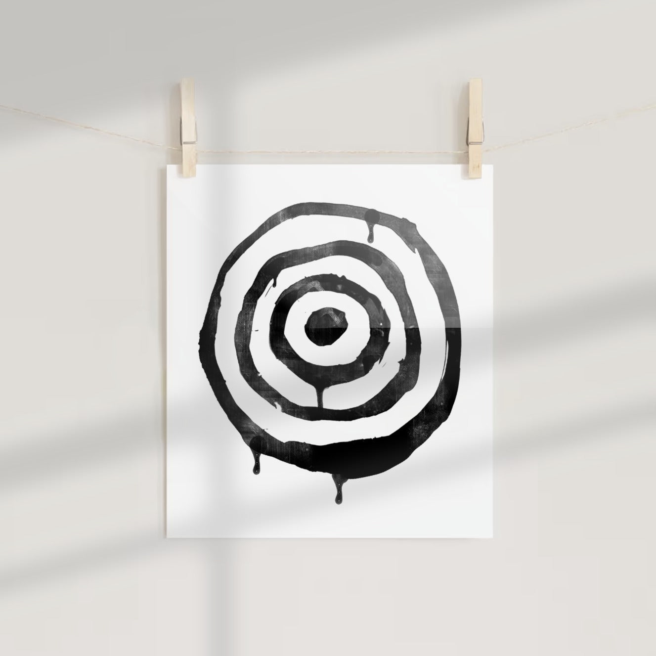 Abstract Circular Target Black and White Art Print