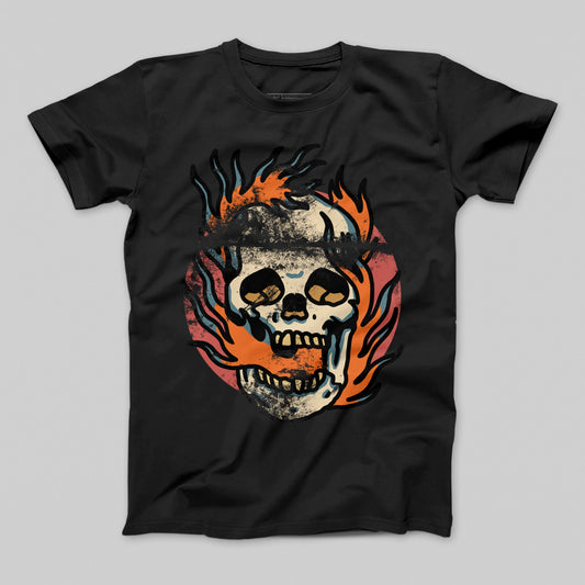 Flaming Skull Graphic Unisex T-Shirt