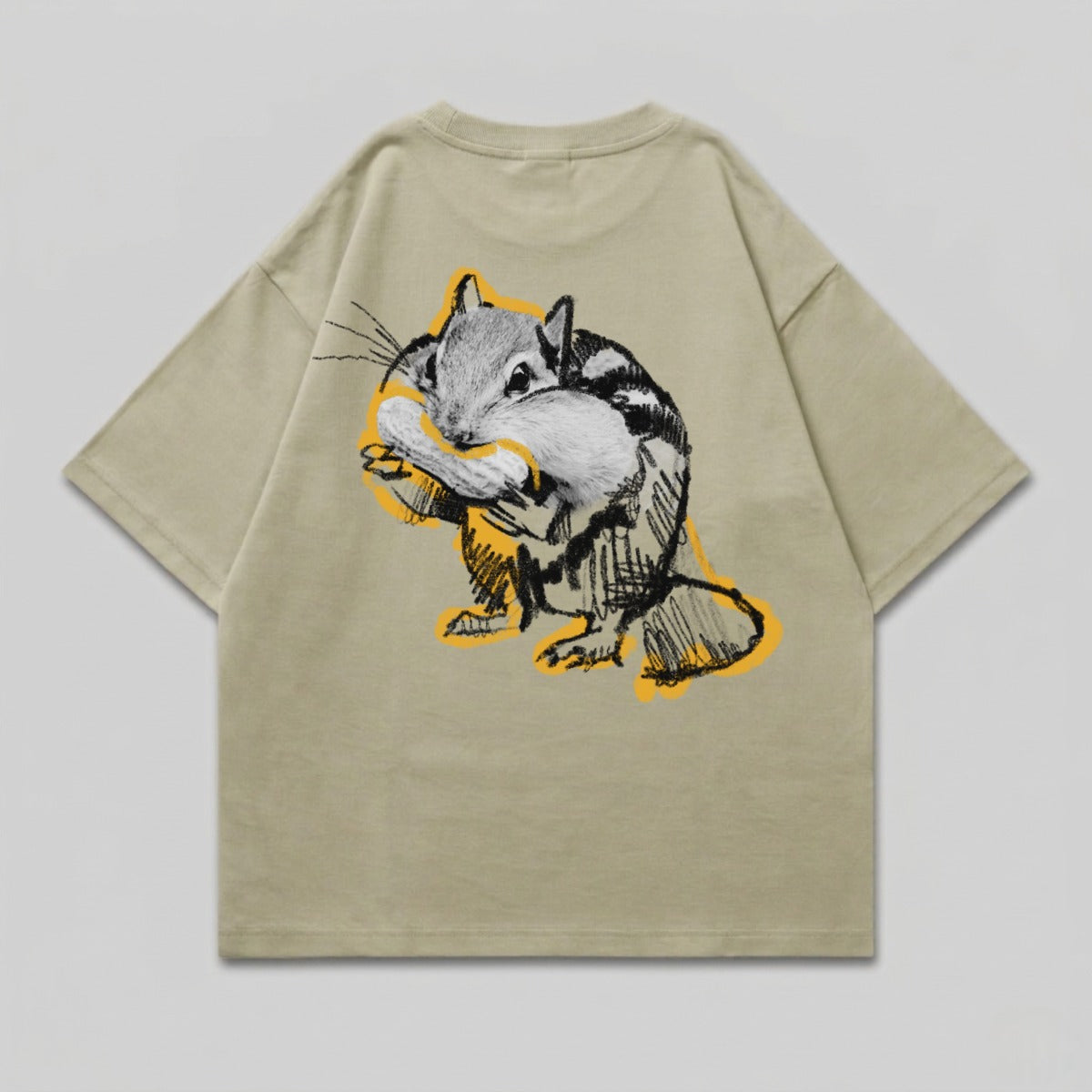 Chipmunk Holding Food Yellow Sketch Graphic T-Shirt product type