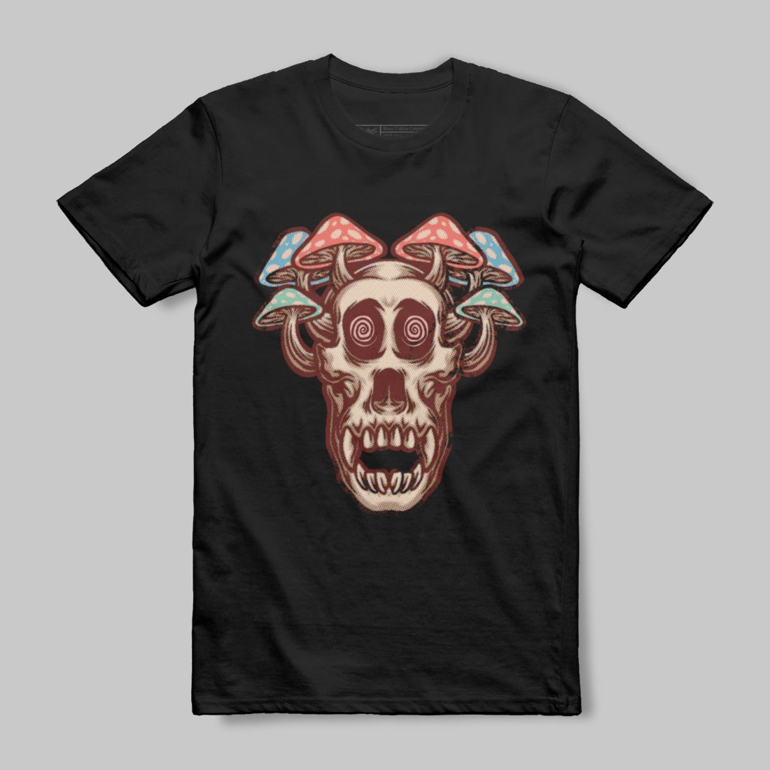 Psychedelic Mushrooms Skull Design T-Shirt