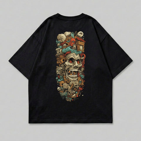 Vibrant Skull Octopus Buildings Surreal Design Black Tee product type
Skull, Octopus, Surreal, Gothic, Horror, Psychedelic, Graphic Tee, T-Shirt, Black Shirt, Monster Art, Fantasy Style, Streetwear, Unique Design, Back Print, Creative Art, Dark Aesthetic, Intricate Detail, Urban Fashion, Oversized Fit, Pop Art Skull