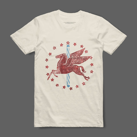 Vintage Red Pegasus Star Circle Graphic T-Shirt