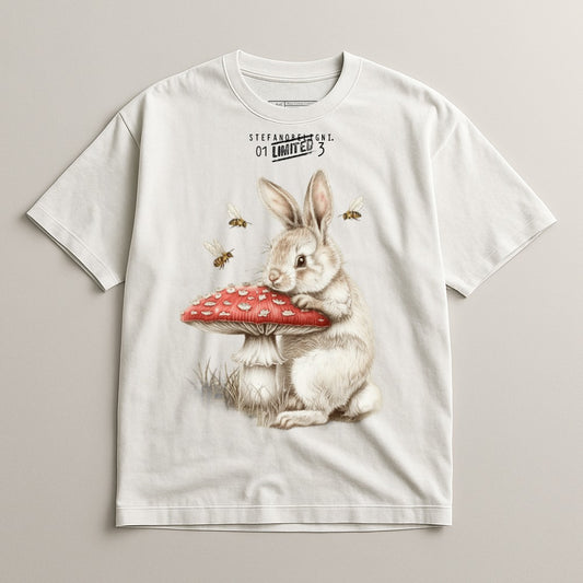 Cute Bunny with Mushroom Short Sleeve Tee