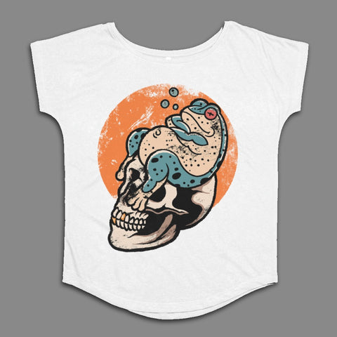 Vibrant Frog and Skull Art Graphic T-Shirt for Sale