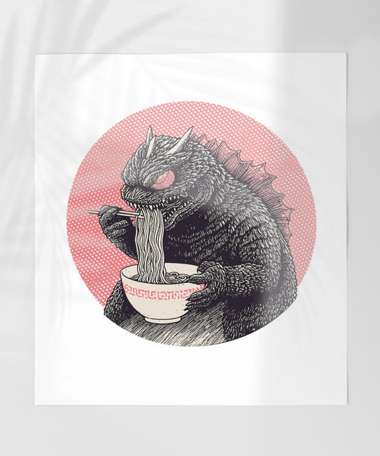 Monster Enjoying a Bowl of Ramen Art Print