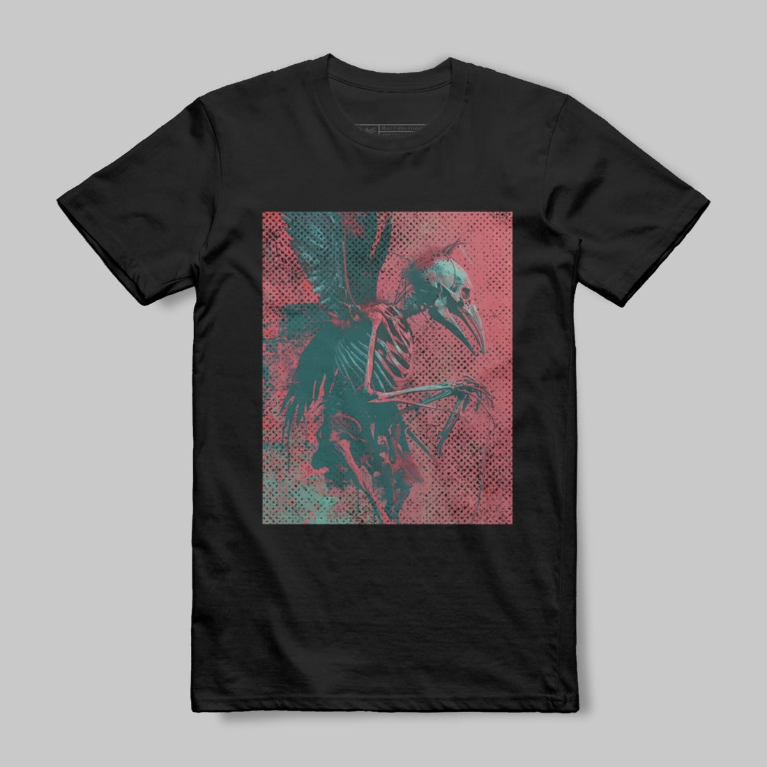 Gothic Skeleton Bird Artistic Printed T-Shirt