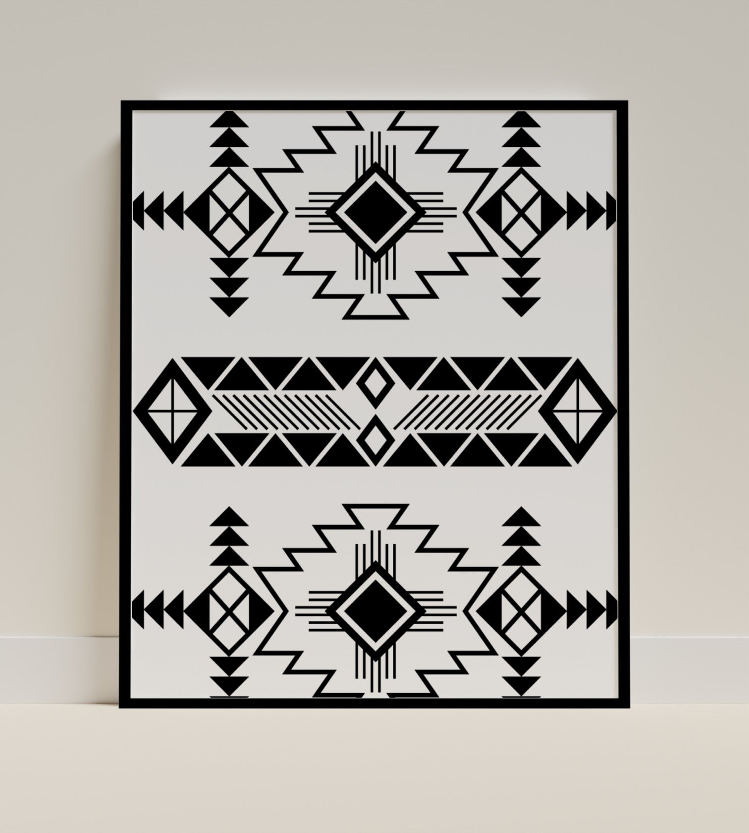 Geometric Black and White Tribal Pattern Artwork