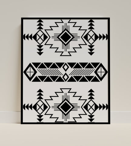Geometric Black and White Tribal Pattern Artwork
