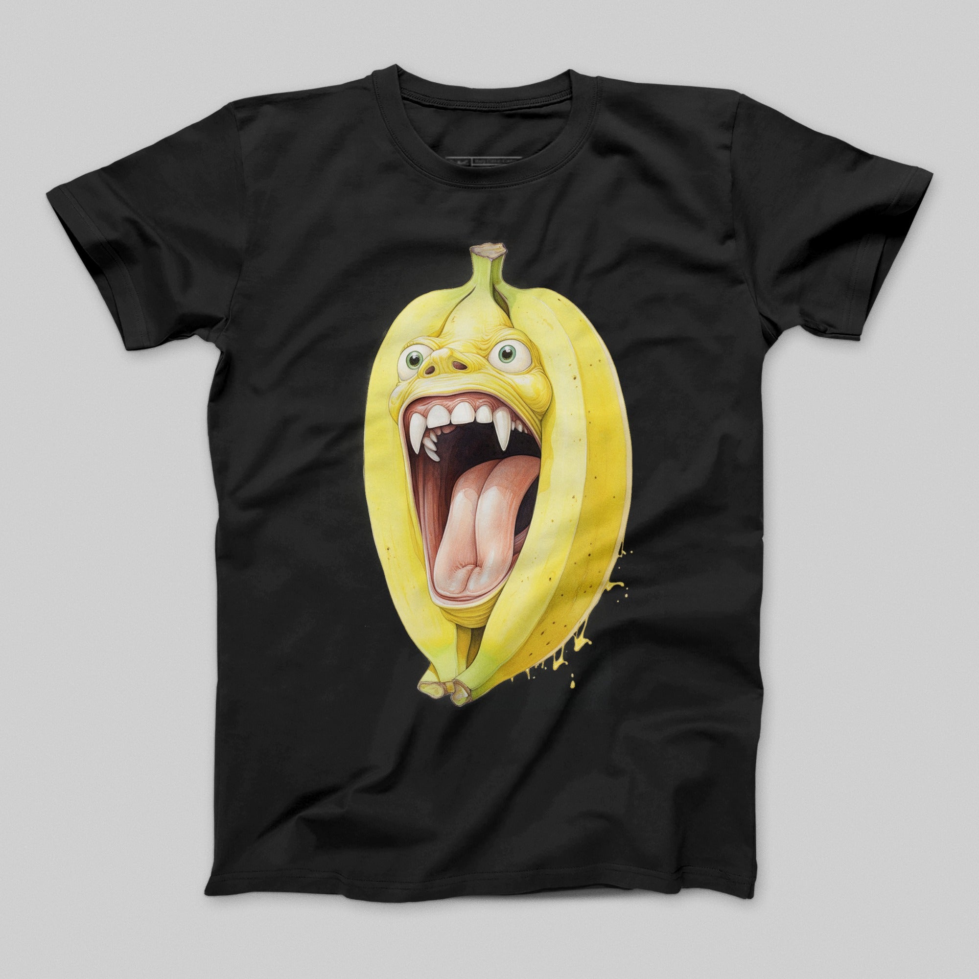 Funny Cartoon Scream Banana Black Shirt for Men and Women