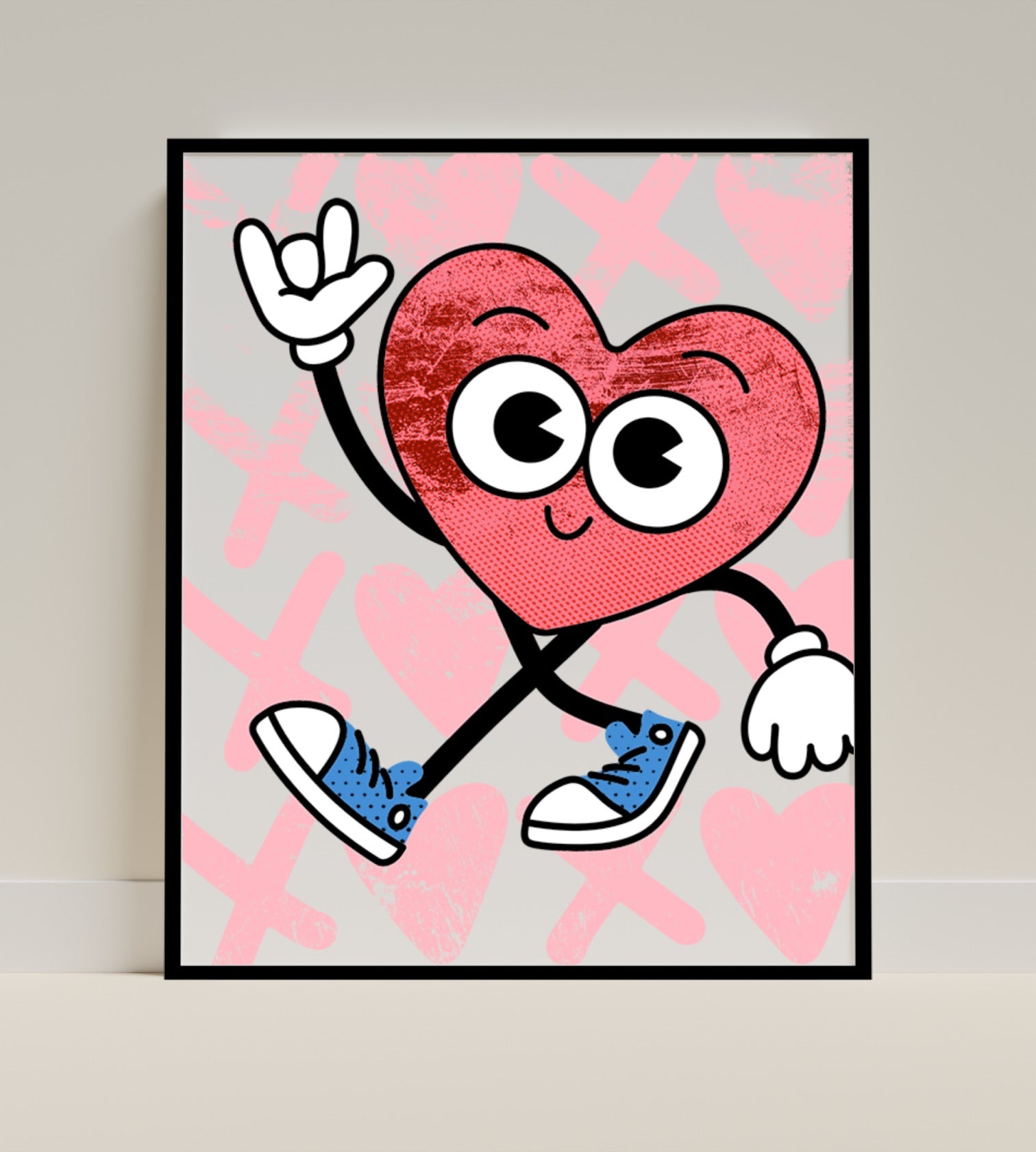 Playful Heart Character with Sneakers Art Print