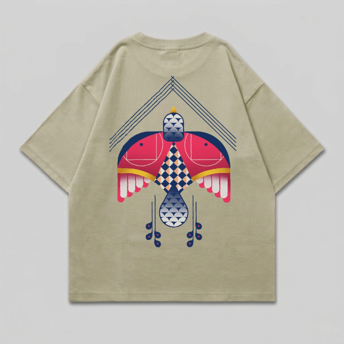 Abstract Geometric Bird Design Modern Khaki product type