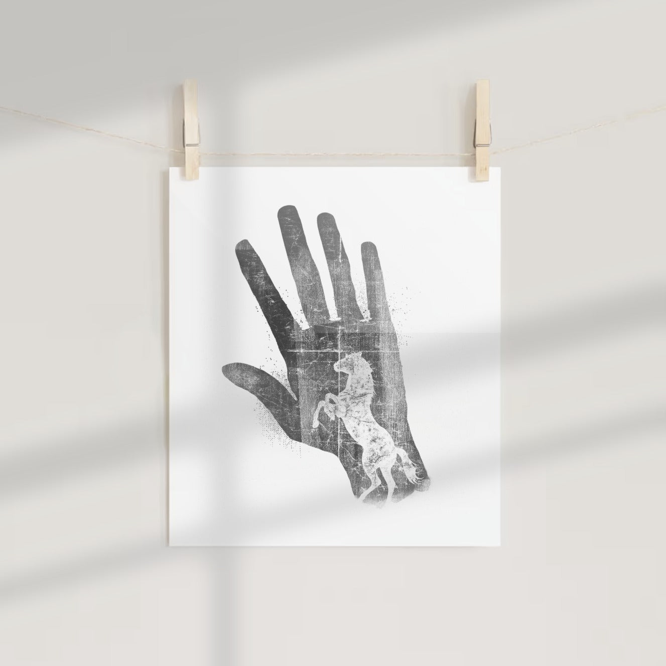 Handprint with Horse Silhouette Print Wall Art Poster