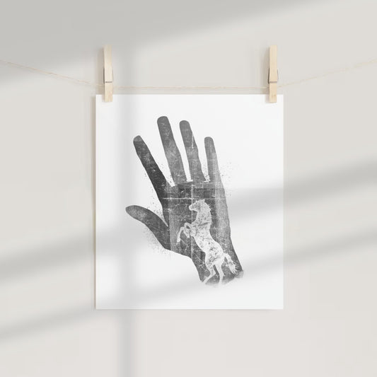 Handprint with Horse Silhouette Print Wall Art Poster