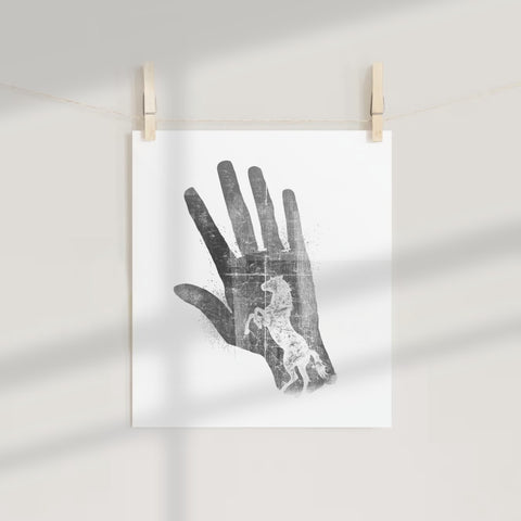 Handprint with Horse Silhouette Print Wall Art Poster
