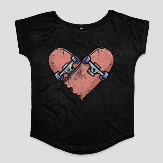 Skateboard Heart Graphic Design T-Shirt