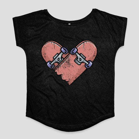 Skateboard Heart Graphic Design T-Shirt